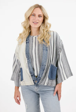 Shannon Passero Shannon Passero Black Stripe Mix w/Denim Acct.  Cardigan