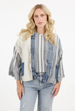 Shannon Passero Shannon Passero Black Stripe Mix w/Denim Acct.  Cardigan