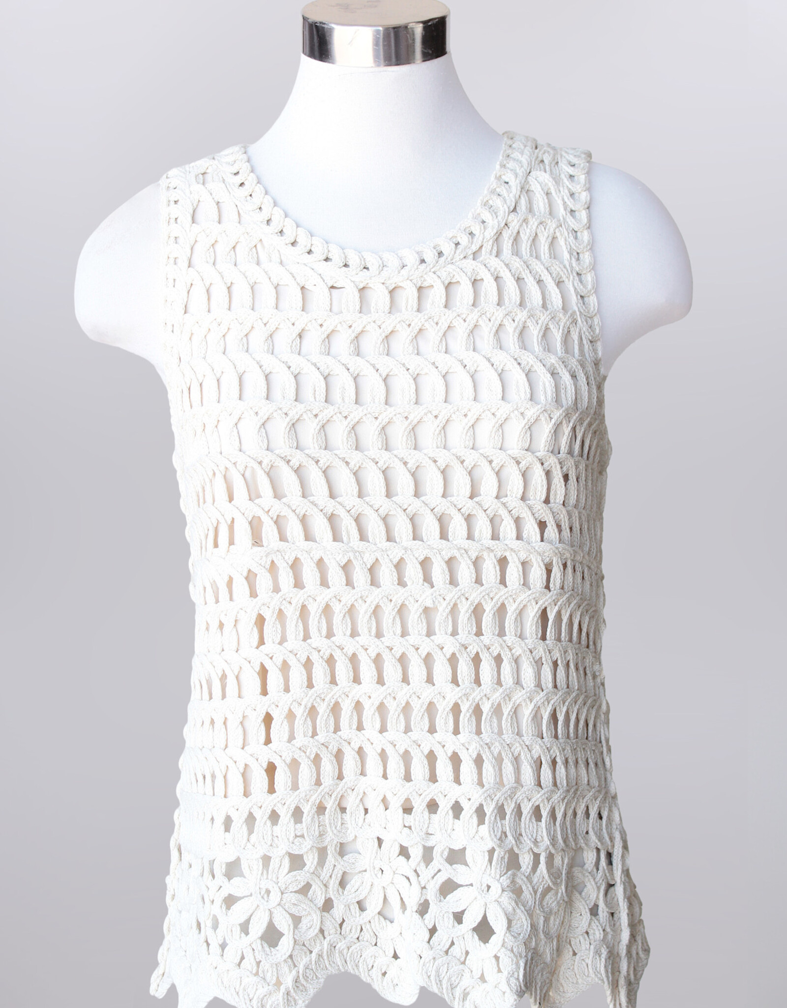 Keren Hart Keren Hart Natural Crochet Sleeveless Crew Neck Tank