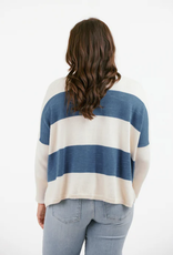 Shannon Passero Shannon Passero Cream/Indigo Stripe w/Patch Acct. V-neck L/S