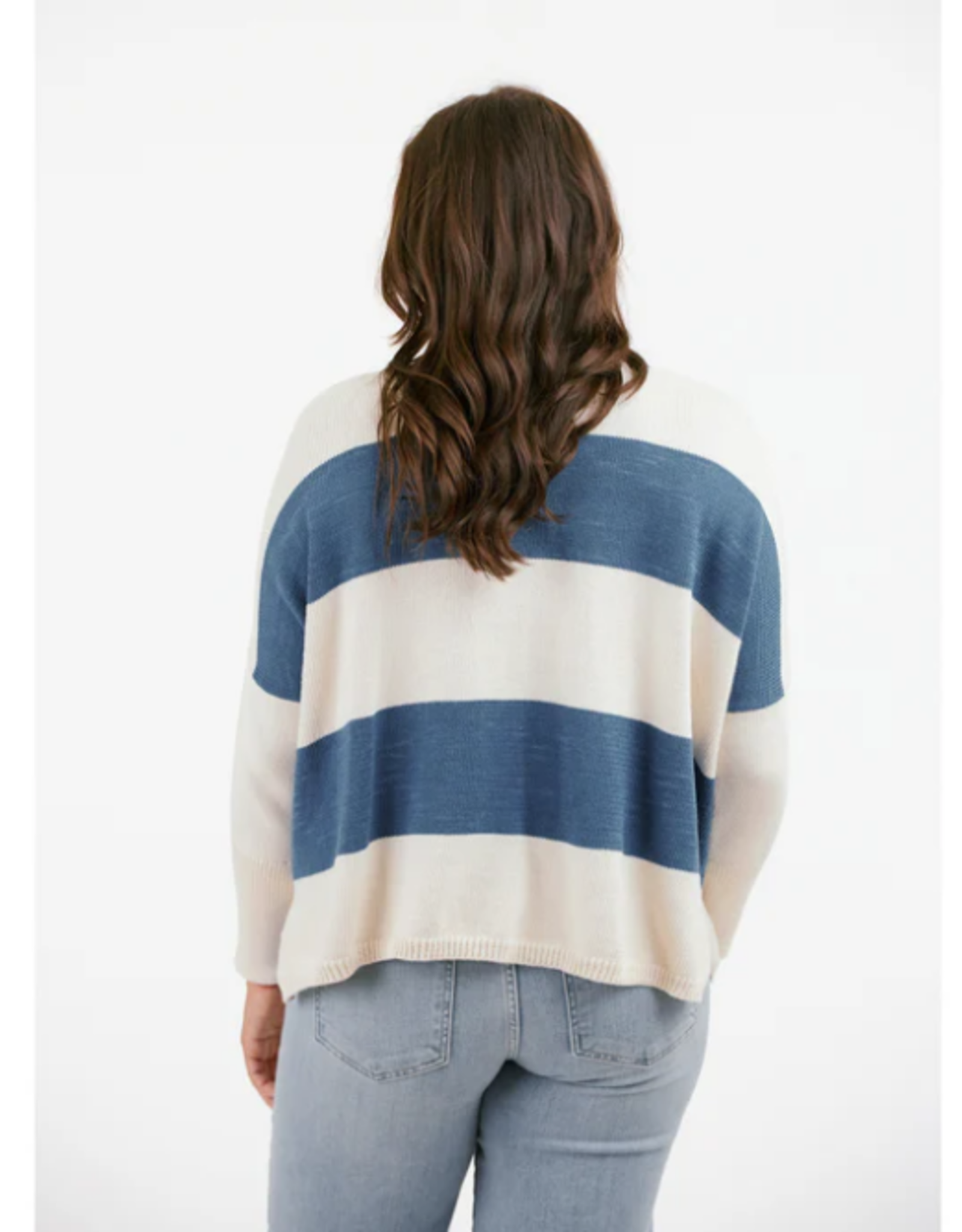Shannon Passero Shannon Passero Cream/Indigo Stripe w/Patch Acct. V-neck L/S