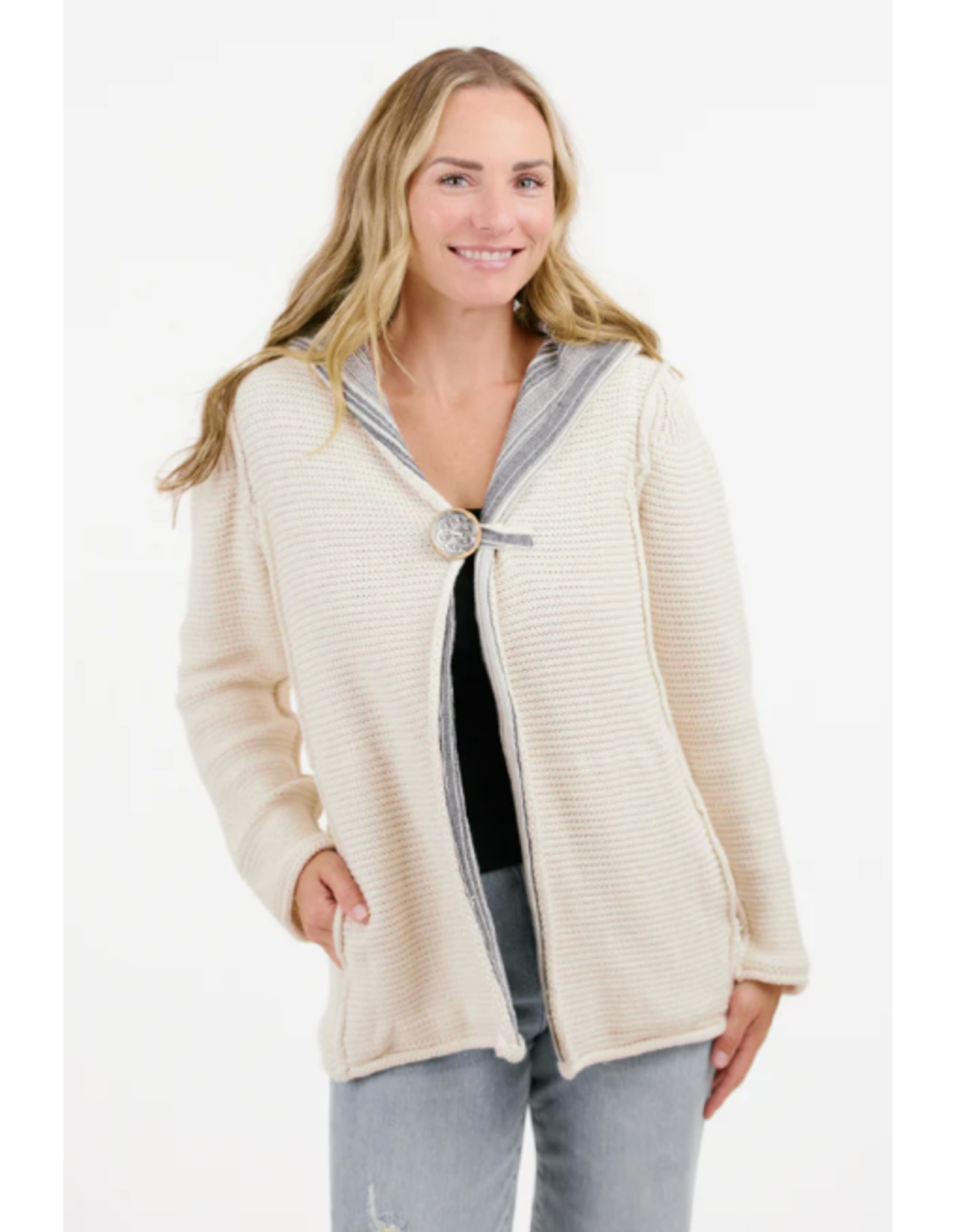 Shannon Passero Shannon Passero Cream Woven/Stripe Interior w/Pockets Cardigan