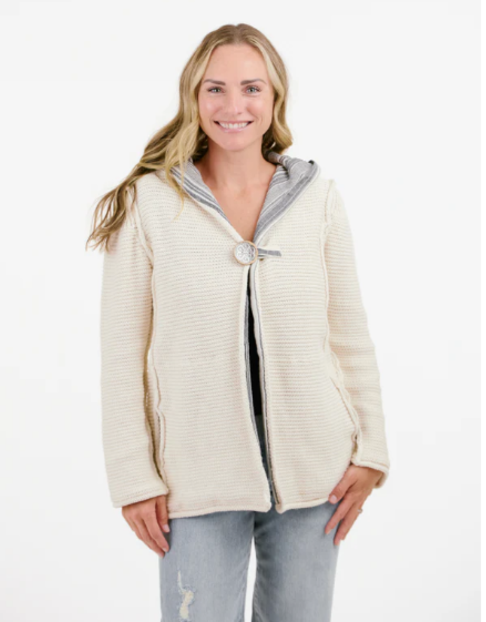 Shannon Passero Shannon Passero Cream Woven/Stripe Interior w/Pockets Cardigan