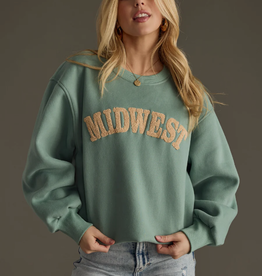 Panache Apparel Panache Apparel Dusty Teal Midwest Long Sleeve Sweatshirt