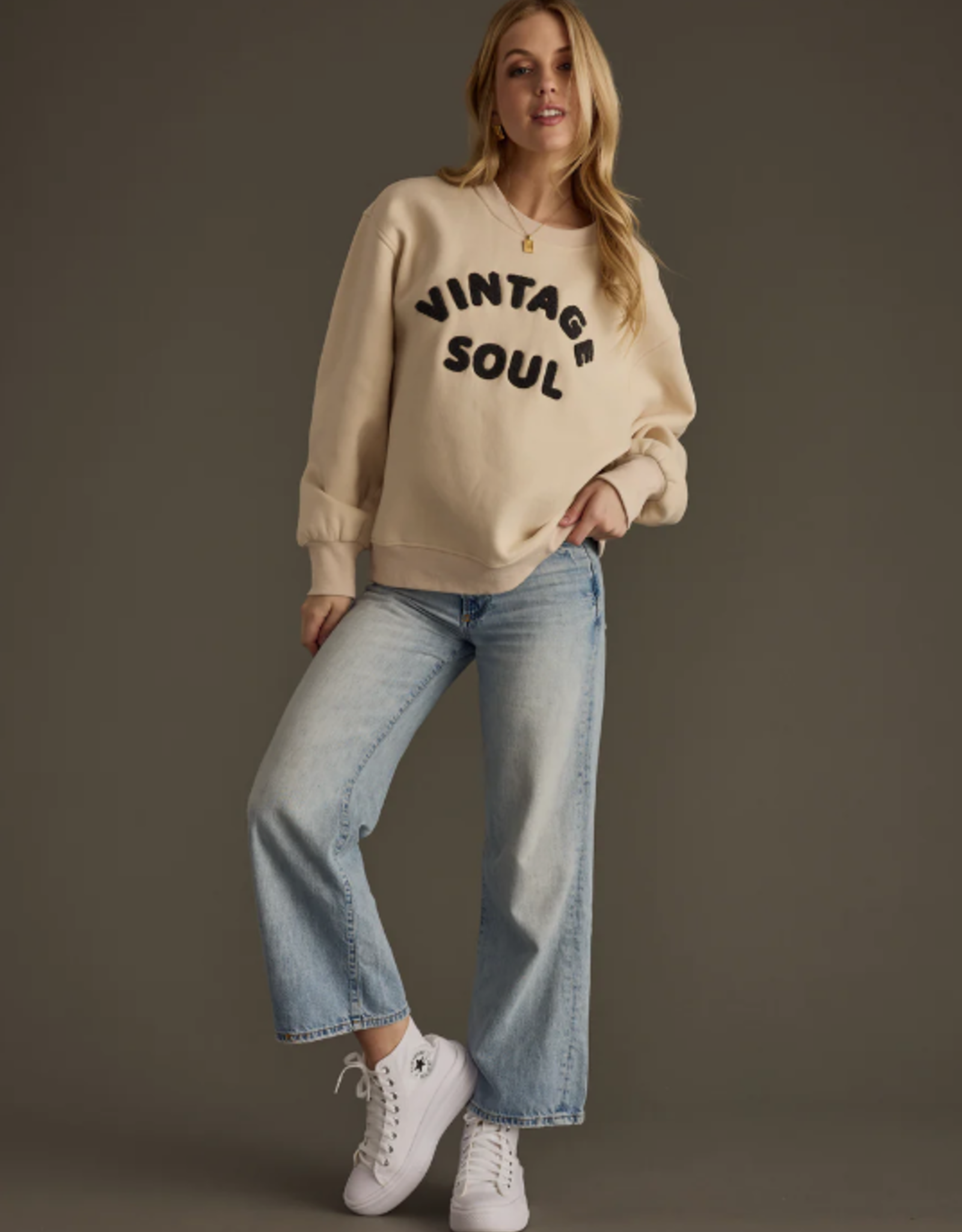 Panache Apparel Panache Apparel Beige Vintage Soul L/S Sweatshirt