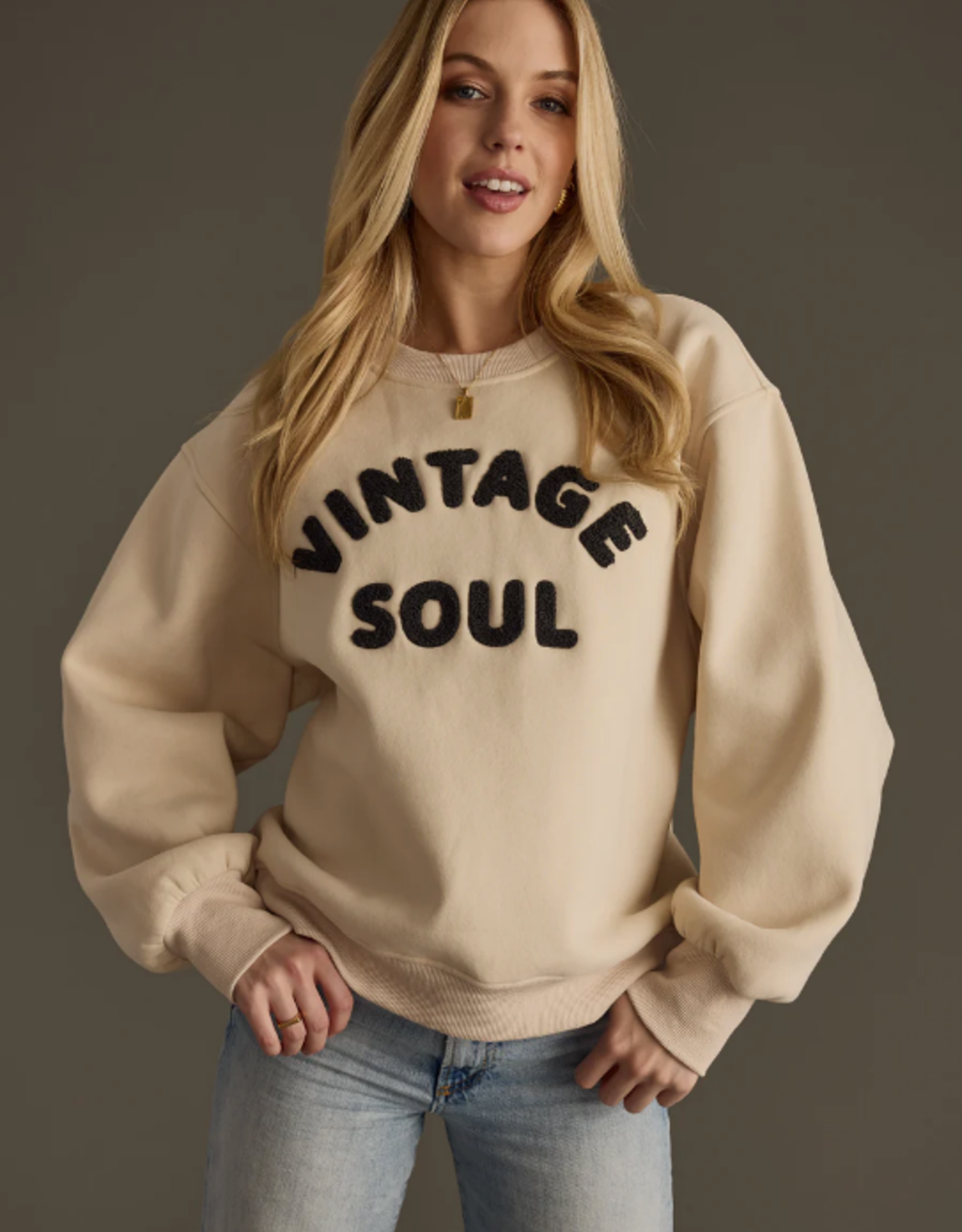 Panache Apparel Panache Apparel Beige Vintage Soul L/S Sweatshirt