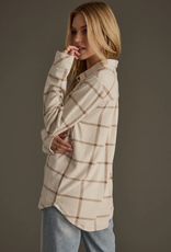 Panache Apparel Panache Apparel Beige/Brown Plaid Button-Up Top