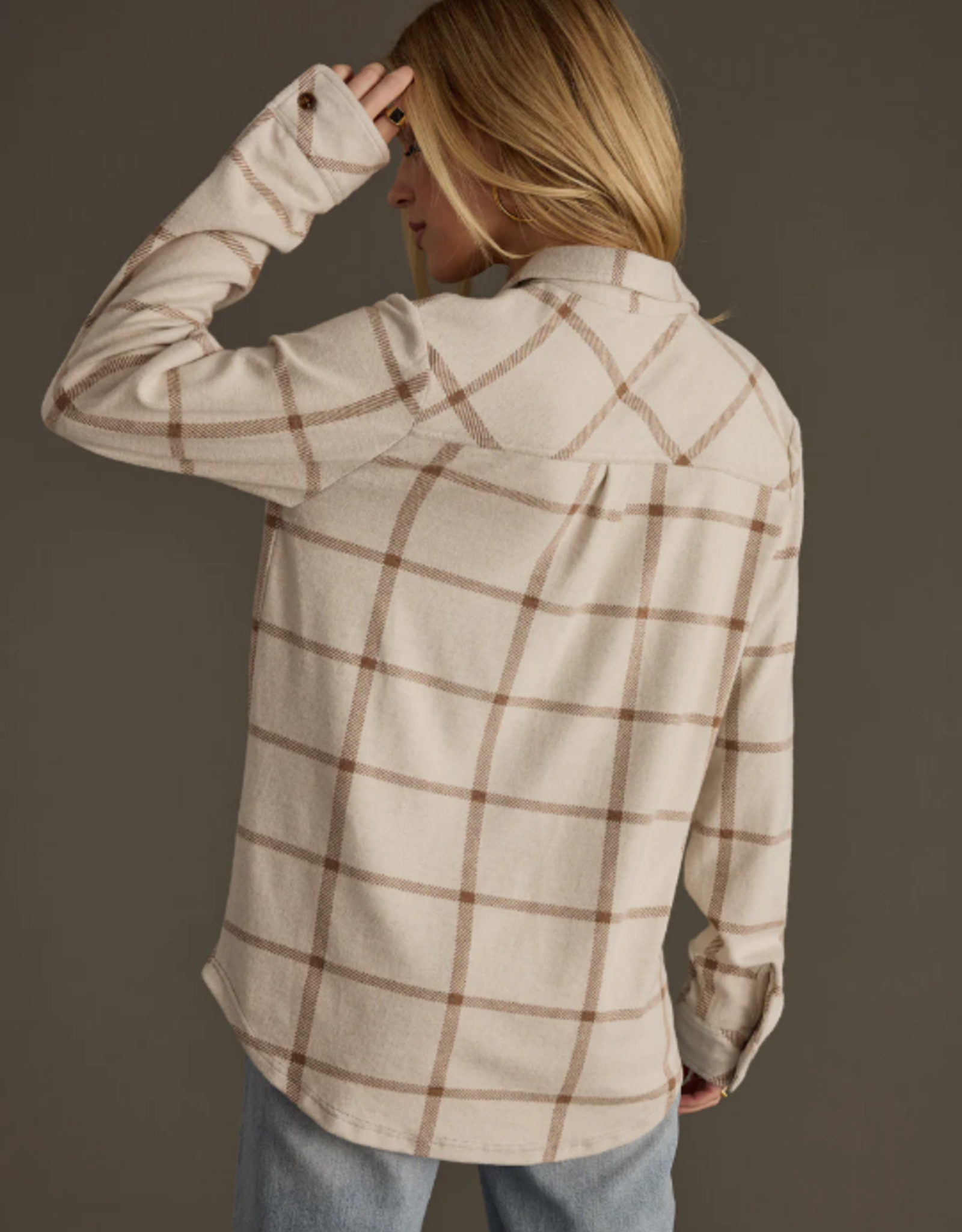 Panache Apparel Panache Apparel Beige/Brown Plaid Button-Up Top