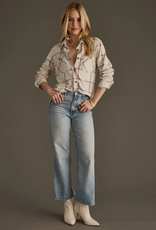 Panache Apparel Panache Apparel Beige/Brown Plaid Button-Up Top