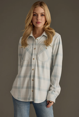 Panache Apparel Panache Apparel Dusty Teal/Grey Plaid Button-Up Top