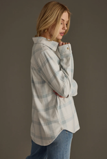 Panache Apparel Panache Apparel Dusty Teal/Grey Plaid Button-Up Top