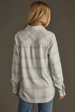 Panache Apparel Panache Apparel Dusty Teal/Grey Plaid Button-Up Top