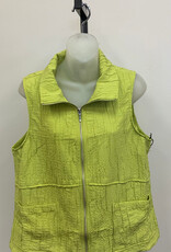 Habitat Olivia Lime Textured Collard Zip-Up Vest w/Pockets