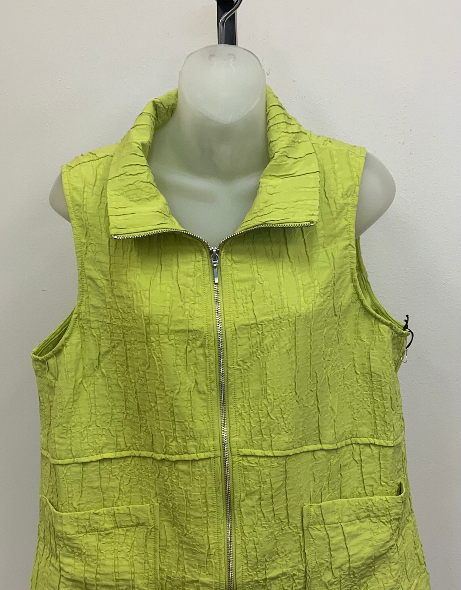 Habitat Olivia Lime Textured Collard Zip-Up Vest w/Pockets