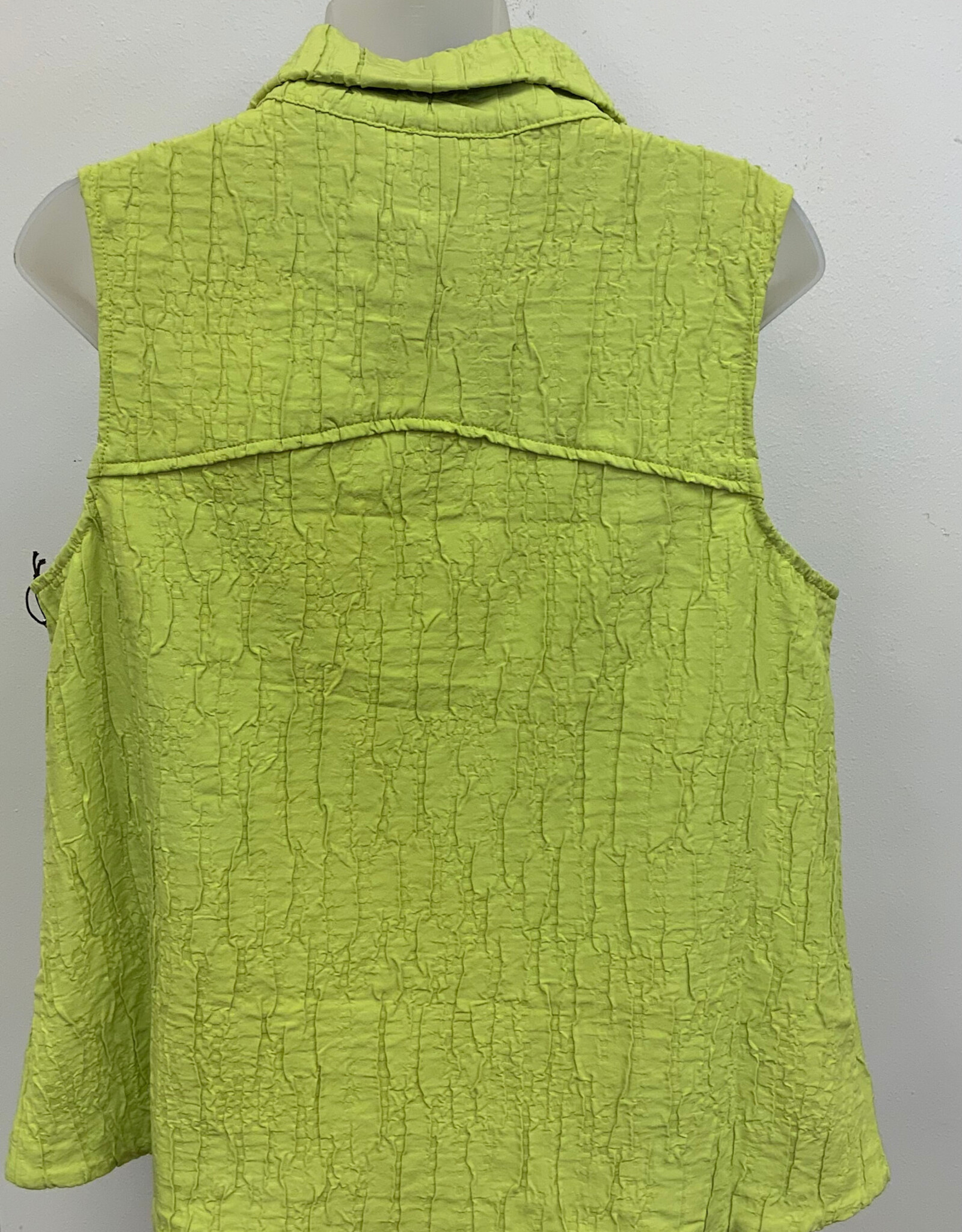 Habitat Olivia Lime Textured Collard Zip-Up Vest w/Pockets