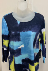 Habitat Olivia Navy/Multi Patch Print Round Neck  3/4 Sleeve