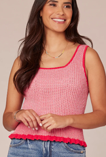 Democracy Democracy Coral  Print  Square Neck Sleeveless Tank LL