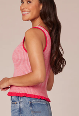 Democracy Democracy Coral  Print  Square Neck Sleeveless Tank LL