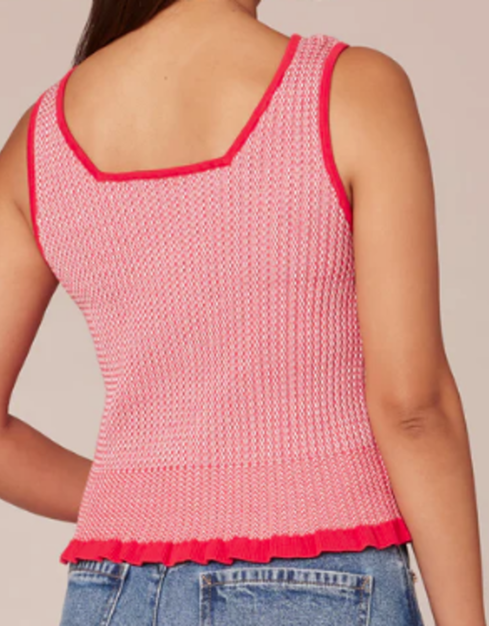 Democracy Democracy Coral  Print  Square Neck Sleeveless Tank LL