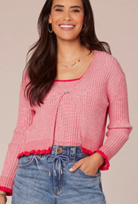 Democracy Democracy  Coral  Print V- Neck L/S  Cardigan AE Democracy Democracy  Coral  Print V- Neck L/S  Cardigan AE