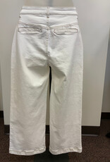 Renuar Renuar  White  Front Pork Chop Pocket Wide Leg Denim Pant AR