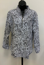 Lulu B Lulu B Zebra Print 1/4 Zip UPF 50+ Long Sleeve Top