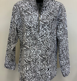 Lulu B Lulu B Zebra Print 1/4 Zip UPF 50+ Long Sleeve Top