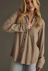 Panache Apparel Panache Apparel Taupe Button-Up Top LC Panache Apparel Panache Apparel Taupe Button-Up Top LC