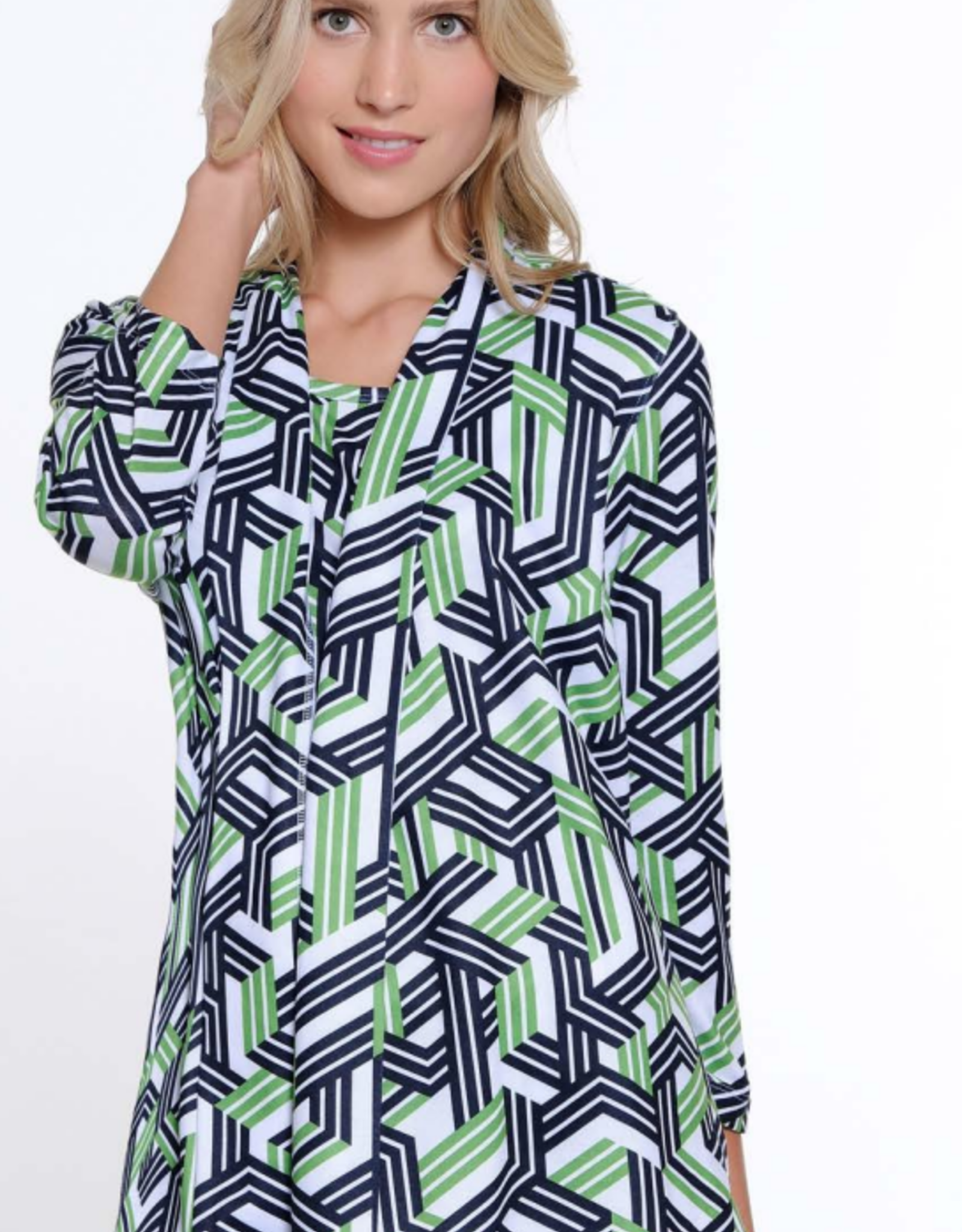 Multiples Multiples Petite  Stripe/Multi 3/4 Sleeve Open Front Jacket & Tank 2-Piece Set AC