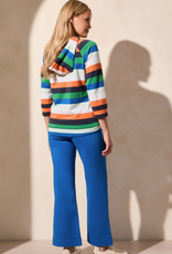 Tribal Tribal Bright Colors Multi Wide Stripe 3/4 Sleeve Hoodie LS