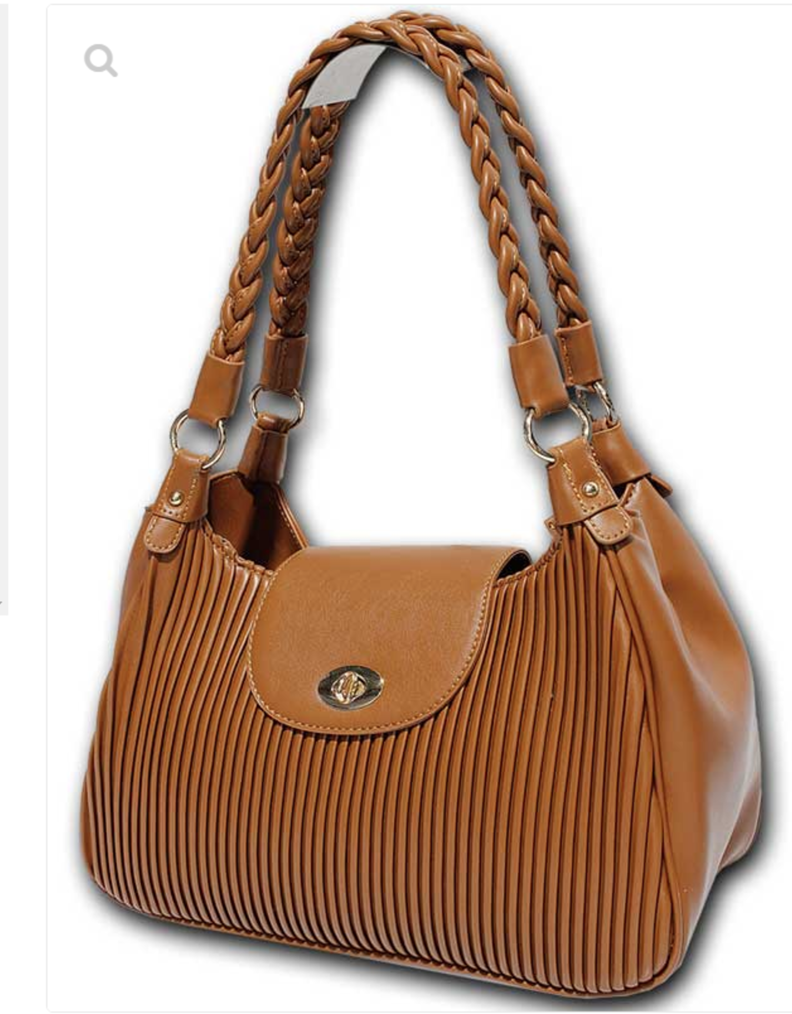 MC Handbags MC Handbags Stephany  Tan Pleated W/Braided Handle Satchel
