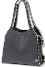 MC Handbags MC Handbags Sophia  Black Shopper W/Chain Ball Trim AH