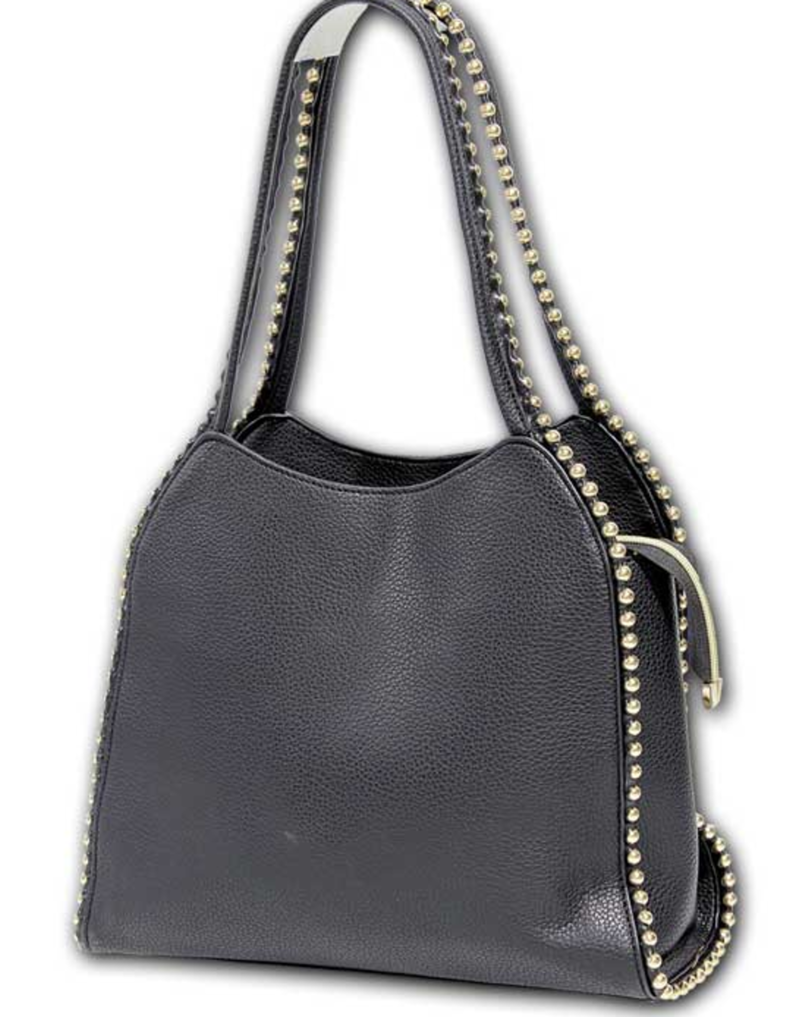 MC Handbags MC Handbags Sophia  Black Shopper W/Chain Ball Trim AH