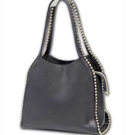 MC Handbags MC Handbags Sophia  Black Shopper W/Chain Ball Trim AH