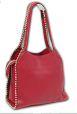 MC Handbags MC Handbags Sophia Red Shopper W/Chain Ball Trim AH