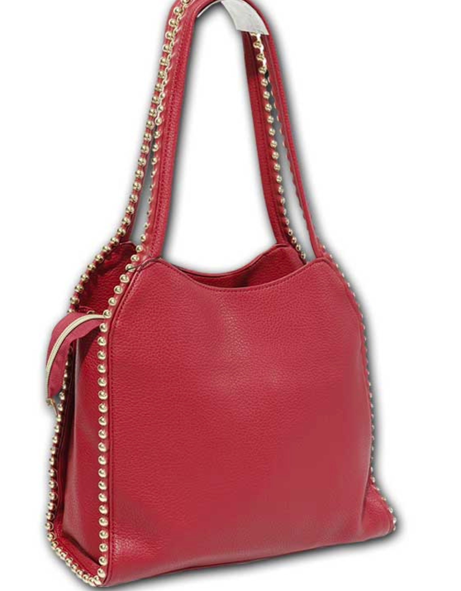 MC Handbags MC Handbags Sophia Red Shopper W/Chain Ball Trim AH