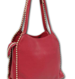 MC Handbags MC Handbags Sophia Red Shopper W/Chain Ball Trim AH