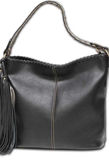 MC Handbags MC Handbag Sierra  Black Vintage Vegan Leather Shoulder Bag LR