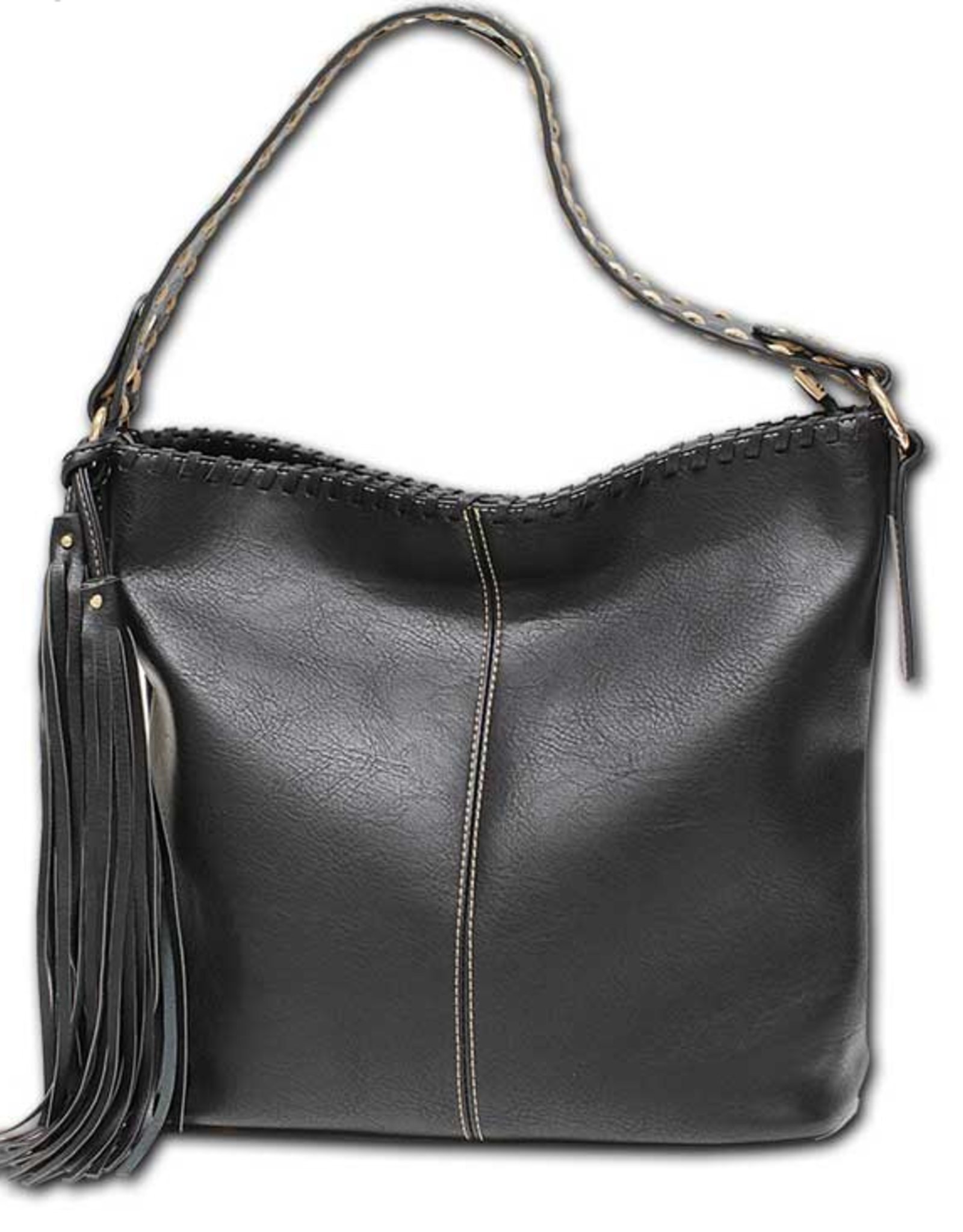 MC Handbags MC Handbag Sierra  Black Vintage Vegan Leather Shoulder Bag LR