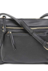 MC Handbags MC Handbags Sally  Black Pebbled Grain Crossbody W/Zipper Pockets BH