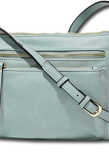 MC Handbags MC Handbags Sally  Blue Pebbled Grain Crossbody W/Zipper Pockets BH