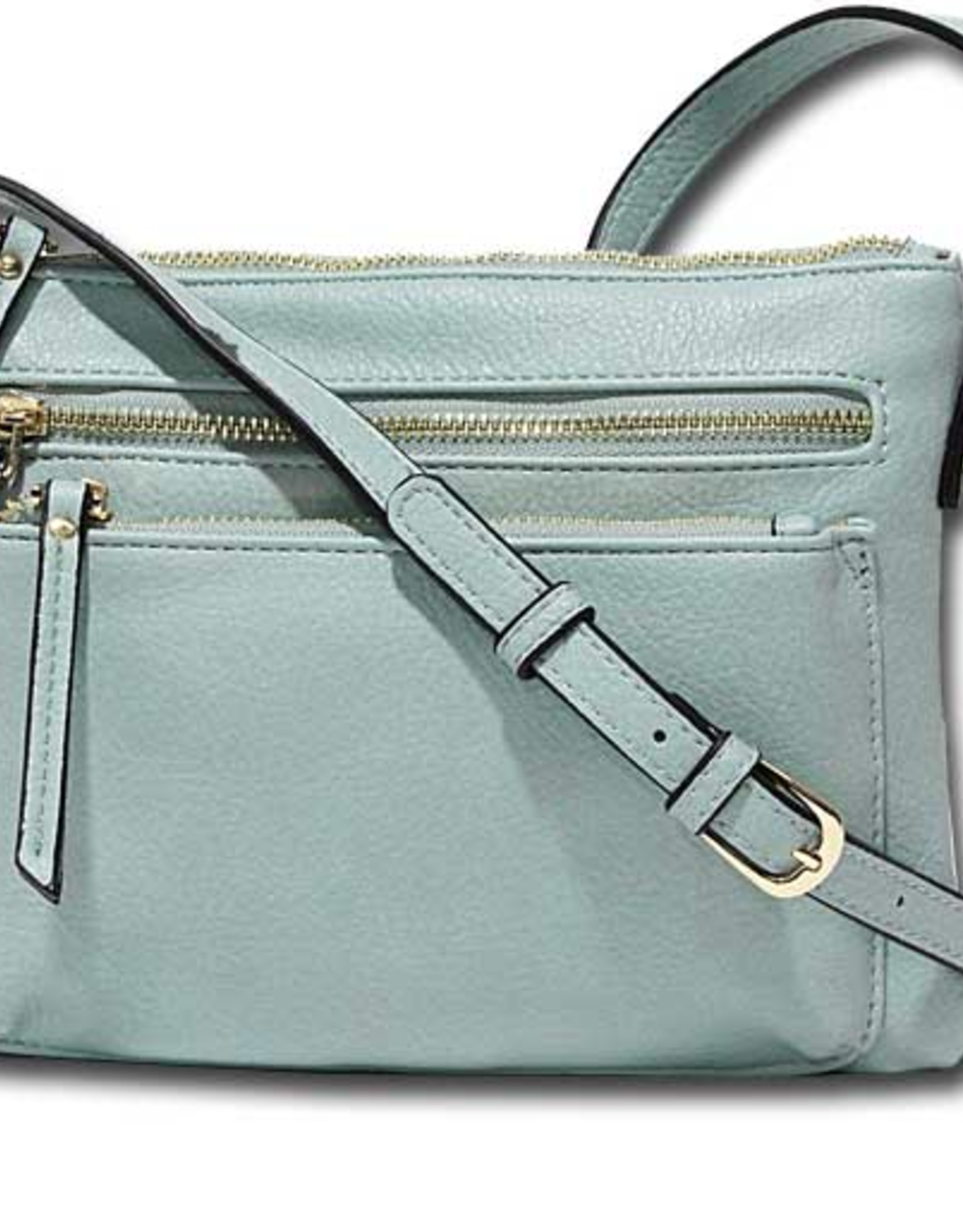 MC Handbags MC Handbags Sally  Blue Pebbled Grain Crossbody W/Zipper Pockets BH