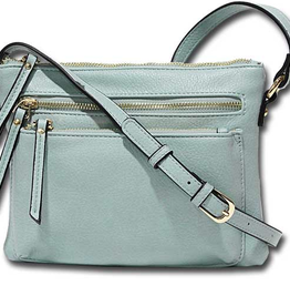 MC Handbags MC Handbags Sally Blue Pebbled Grain Crossbody W/Zipper Pockets BH