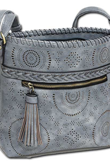 MC Handbags MC Handbags Calm  Denim Faux Leather Crossbody W/Perfoation LA
