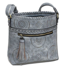 MC Handbags MC Handbags Calm Denim Faux Leather Crossbody W/Perfoation LA