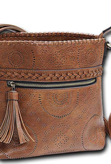 MC Handbags MC Handbags Calm Saddle Faux Leather Crossbody W/Perfoation LA