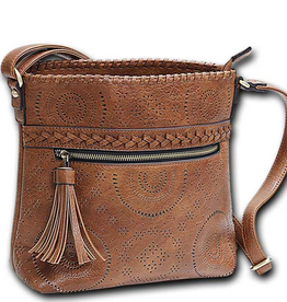 MC Handbags MC Handbags Calm Saddle Faux Leather Crossbody W/Perfoation LA