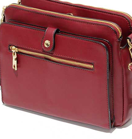 MC Handbags MC Handbags Triana  Burgandy Four Compartment Crossbody W/Credit Card Slots LH