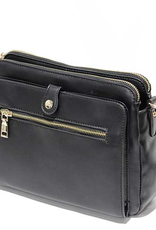 MC Handbags MC Handbags Triana  Black Four Compartment Crossbody W/Credit Card Slots LH