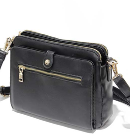 MC Handbags MC Handbags Triana  Black Four Compartment Crossbody W/Credit Card Slots LH